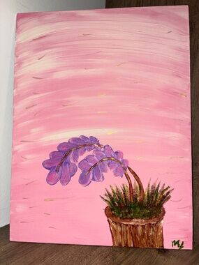“Grace” -M.F Original Pink Floral Canvas Painting